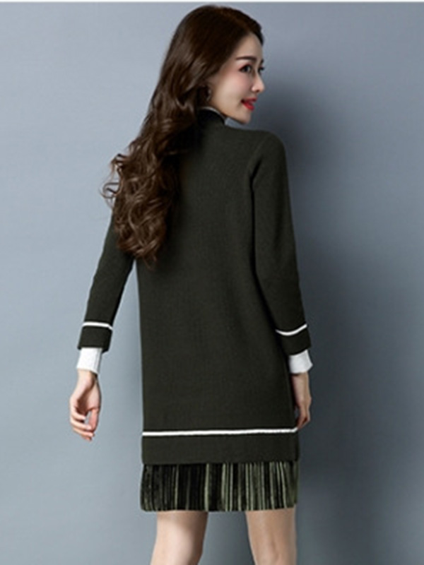 4 Colors Long Sleeve Sweater Dress