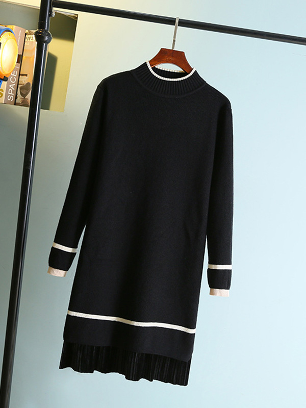 4 Colors Long Sleeve Sweater Dress