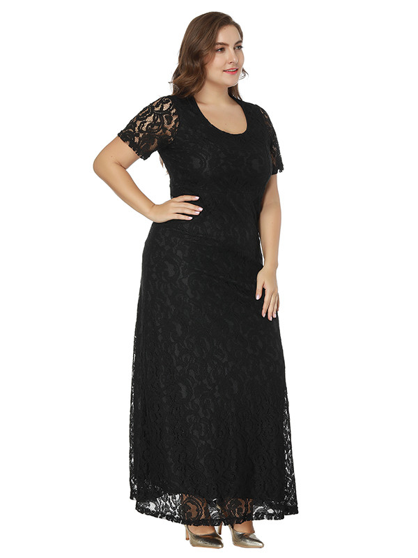 Black Floral Printed Chiffon Plus Size Dress