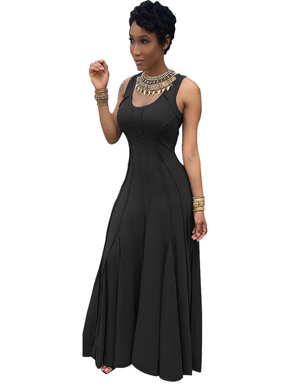 Black S-3XL Sexy Sleeveless Maxi Dress