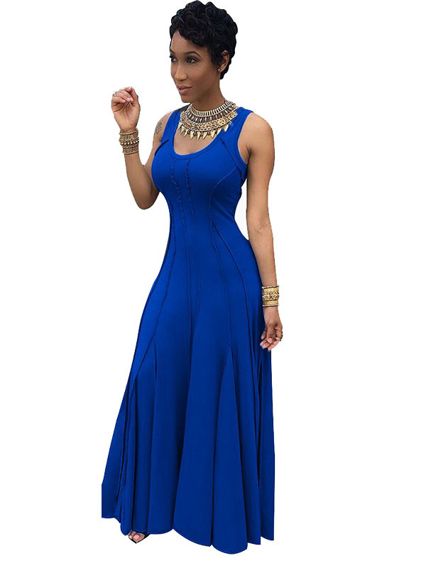 Blue S-3XL Sexy Sleeveless Maxi Dress