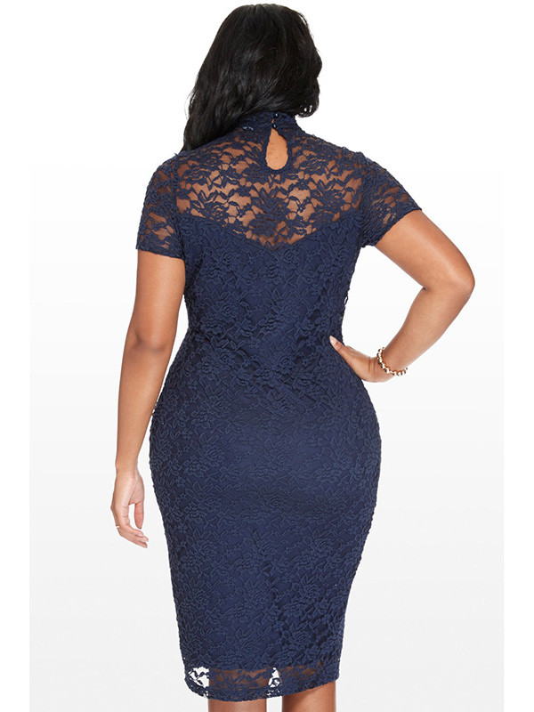 Blue Women Floral Printed Plus Size Dress