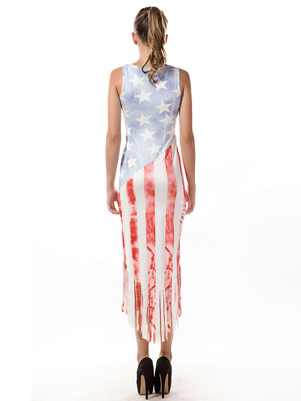 Euramerican Sleeveless National Flag Printed Qmilch Mid Dress