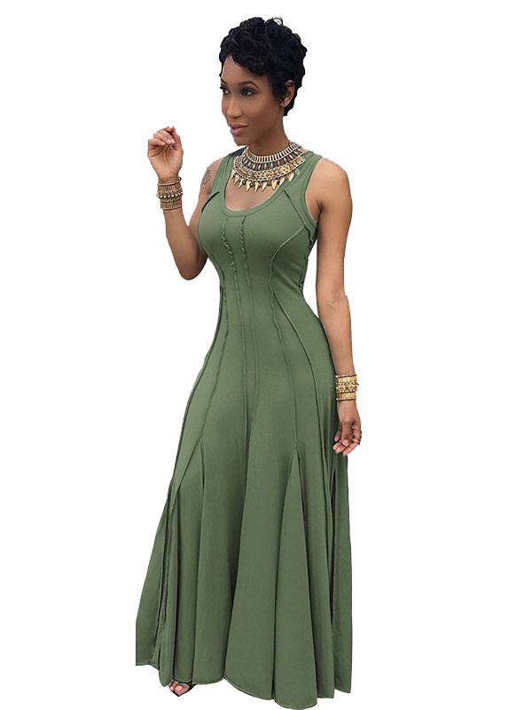 Green S-3XL Sexy Sleeveless Maxi Dress