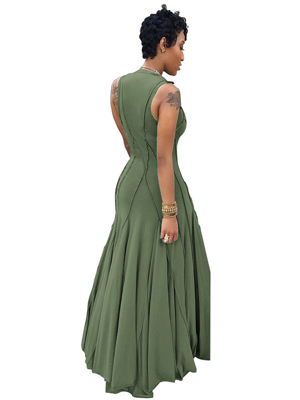 Green S-3XL Sexy Sleeveless Maxi Dress