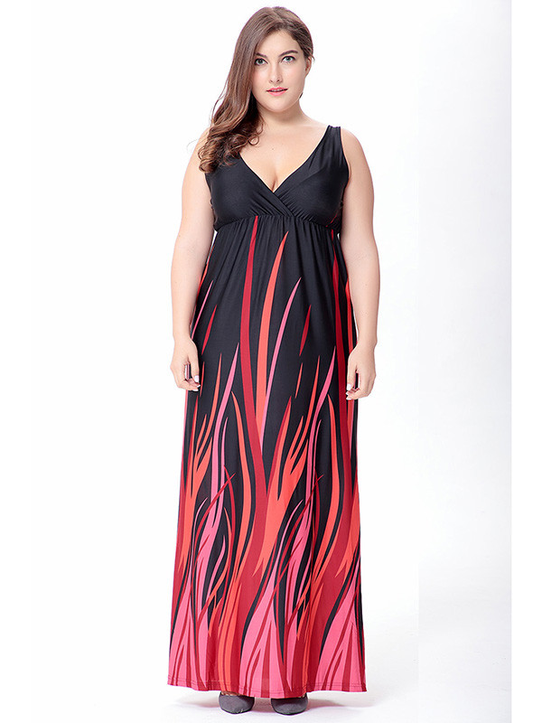 Multicolor Fashion Sleeveless Plus Size Dress