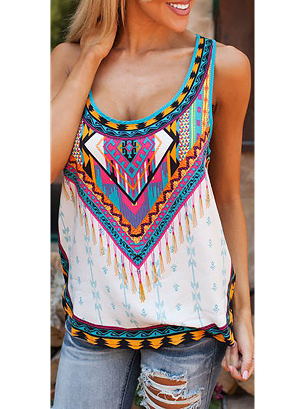 Multicolor S-XL Tank Neck Casual Dress