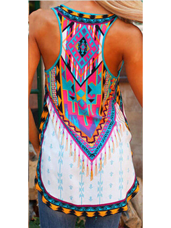 Multicolor S-XL Tank Neck Casual Dress