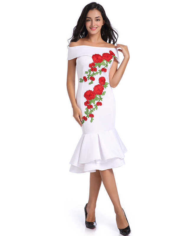 Off The Shoulder Short Sleeve Mermaid Dresses 