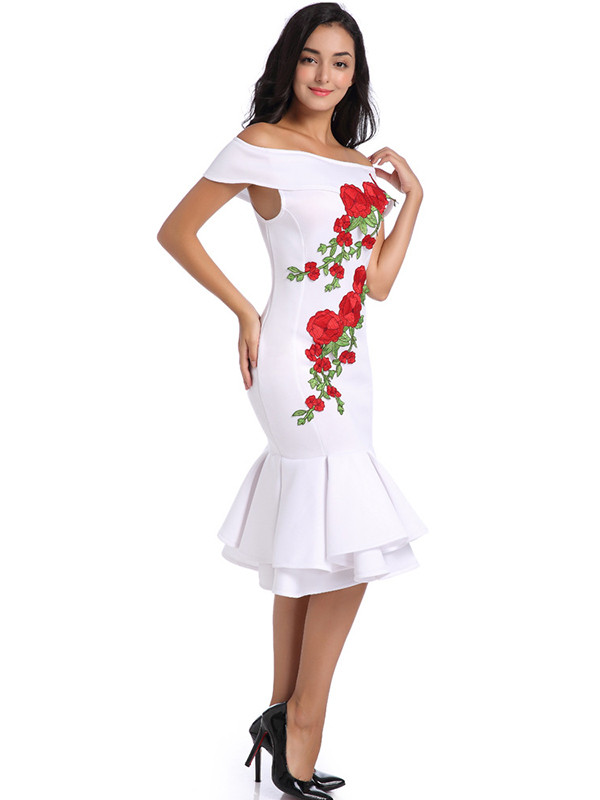 Off The Shoulder Short Sleeve Mermaid Dresses 