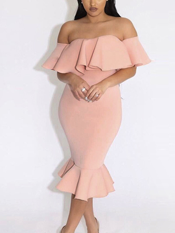 Pink Sexy Bateau Neck Knee Length Dresses 