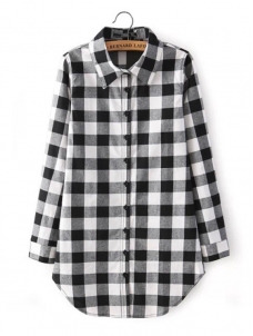 2 Colors S-2XL Long Sleeve Plaids Casual Dress