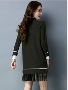 4 Colors Long Sleeve Sweater Dress