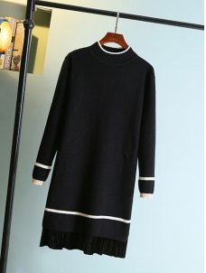 4 Colors Long Sleeve Sweater Dress