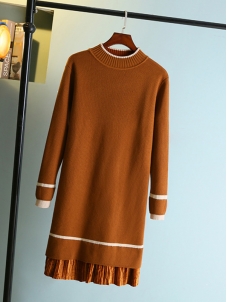 4 Colors Long Sleeve Sweater Dress