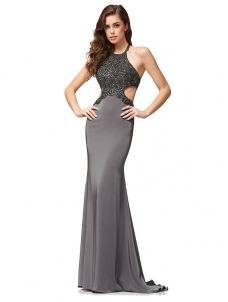 Elegant Halter Neck Sequins Backless Dress