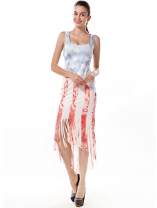 Euramerican Sleeveless National Flag Printed Qmilch Mid Dress
