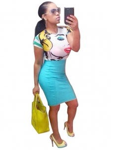 Fabric O neck Cap Sleeve Dresses 