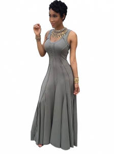 Grey S-3XL Sexy Sleeveless Maxi Dress