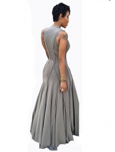 Grey S-3XL Sexy Sleeveless Maxi Dress