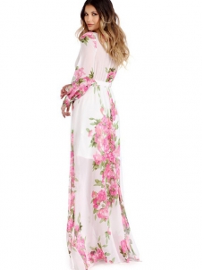Multicolor S-2XL Long Sleeve Maxi Dress