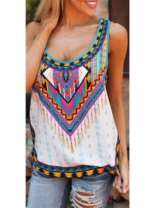 Multicolor S-XL Tank Neck Casual Dress