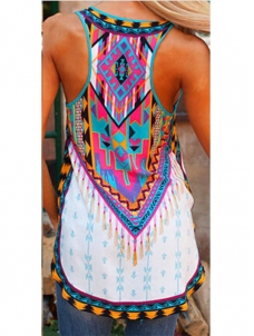 Multicolor S-XL Tank Neck Casual Dress