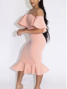 Pink Sexy Bateau Neck Knee Length Dresses 