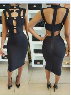 Pretty Sexy Sleeveless Hollow-out Midi Dress  