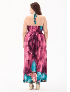 Rose Sexy Halter Women Plus Size Dress