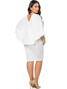 White L-3XL Bat Sleeves Plus Size Dress