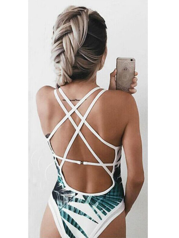 Backless One Piece Swimwear Swimsuit 