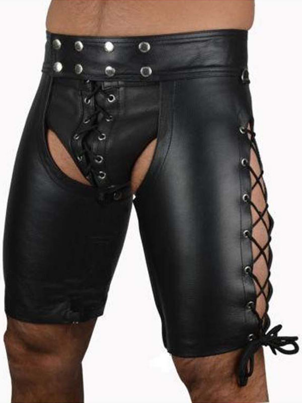 Black S-2XL Sexy Men Leather Lingerie