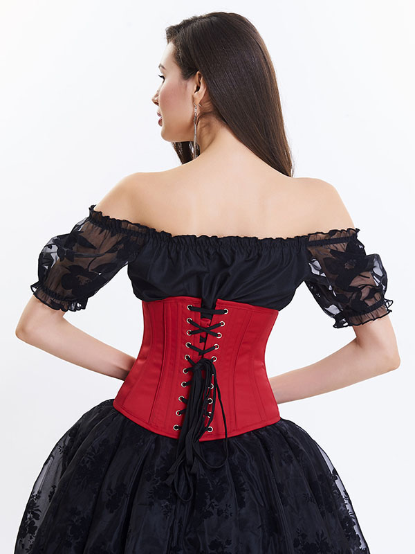 Red Sexy Embroidery Waist Trainer Underbust Corsets 