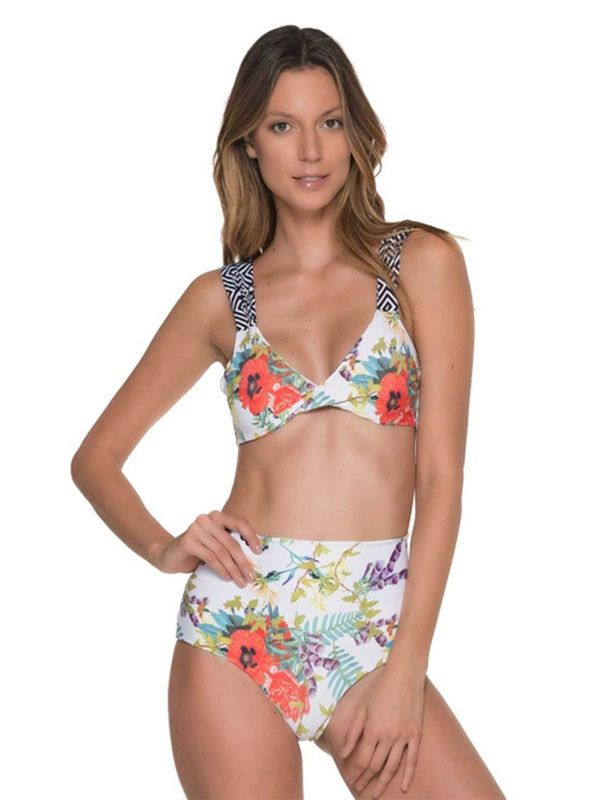 Sexy Floral Print High Waist Bikini