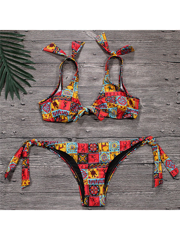 Women Bright Color Africa Sexy Bikini Beach Wear