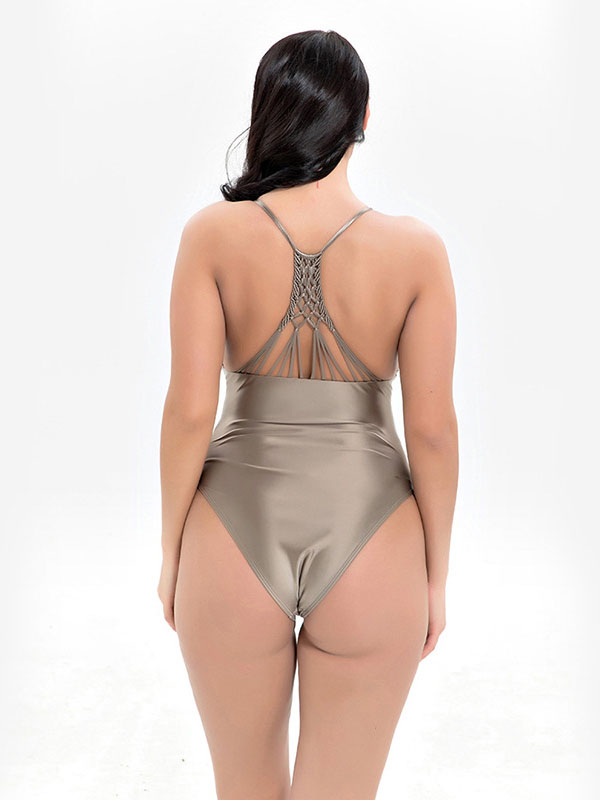 Women Plus Size One Piece Swimwear Monokini Swimsuits Gray