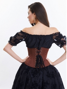 Brown Women Floral Embroidered Corsets and Bustiers
