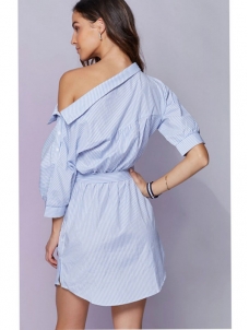 Elegant Striped One Shoulder Mini Dress