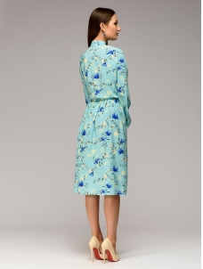 Light Blue Polyester Summer Floral Print Casual Dress