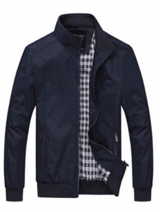 Men Spring Autumn Casual Outfits Tops Coats Dark Blue 