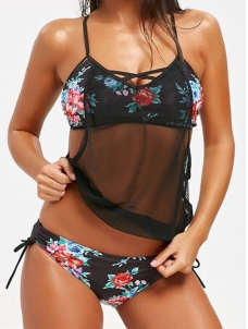 Multi Printed Adjustable Shoulder Straps Low-waist Swimwear