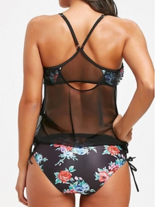 Multi Printed Adjustable Shoulder Straps Low-waist Swimwear