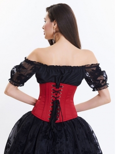 Red Sexy Embroidery Waist Trainer Underbust Corsets 