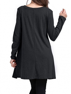 Women Long Sleeves Loose Casual T-shirt Dress Black