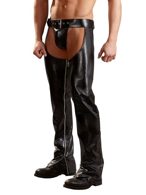 Men Sexy Cut Out Vinyl leather Pants