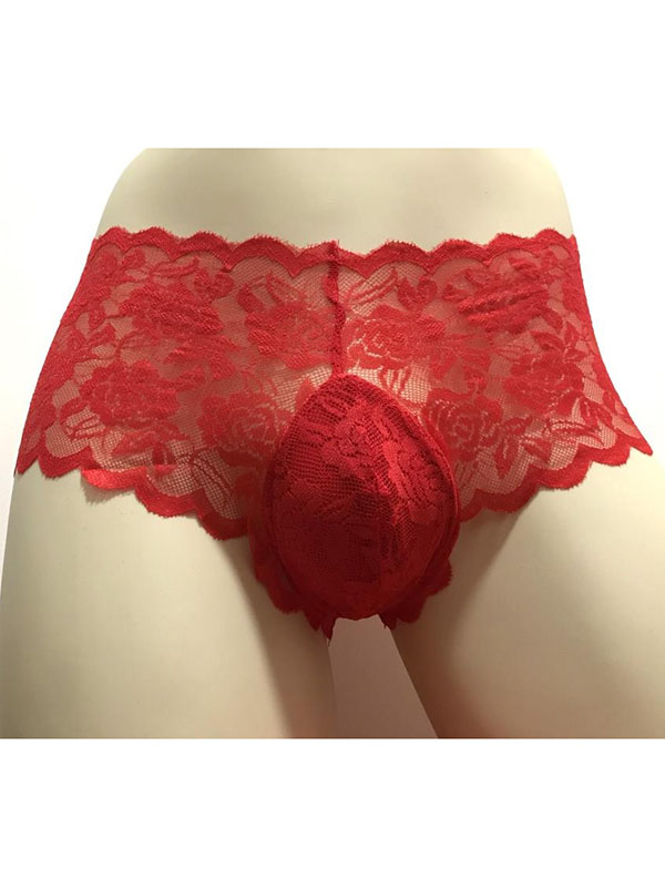 5 Colors Mens Lace Sexy Transparent Underwear 