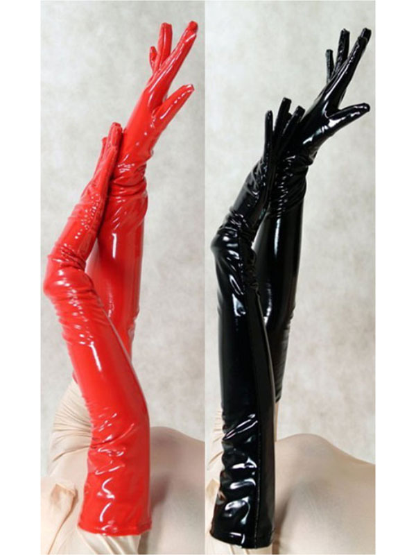 Women Sexy PVC Gloves Costumes Black