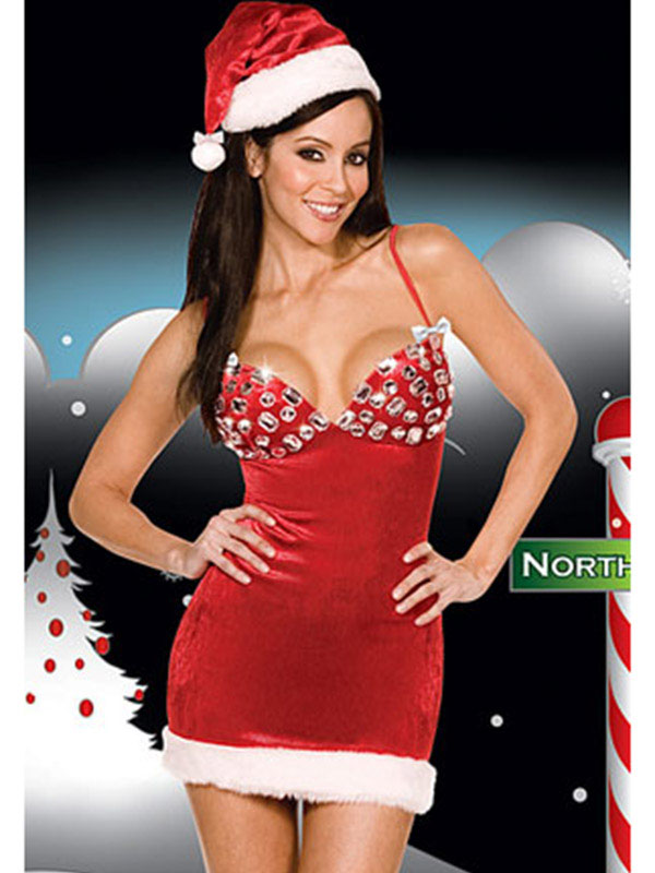 Women Sexy Red Chirstmas Costume Dress