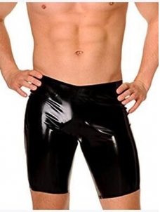 Black Sexy Men Leather Short Pants Vinyl Lingerie